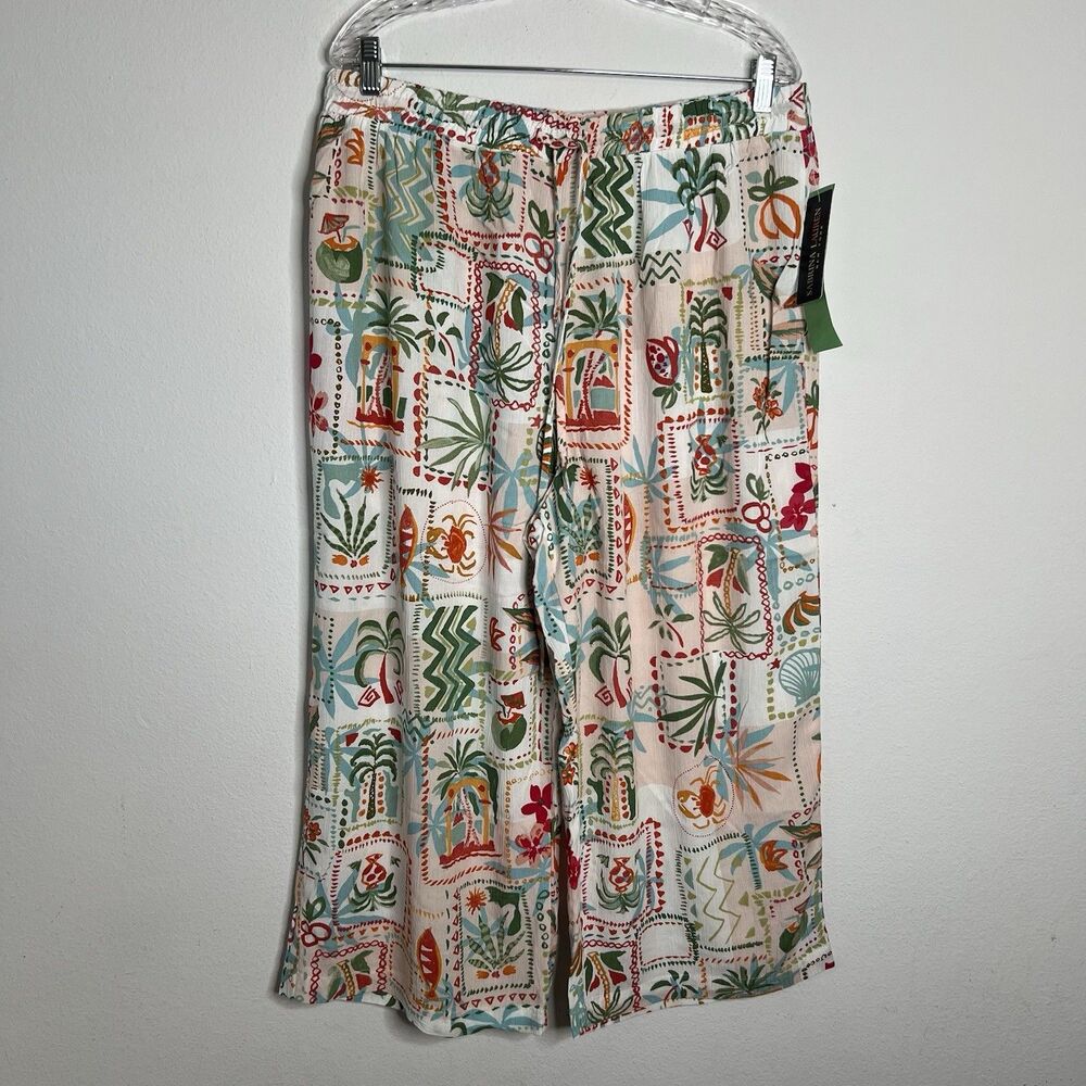 Sabrina Lauren New YorkWomen’s Pans Wide Leg Multicolor Floral Pull On Size PXL